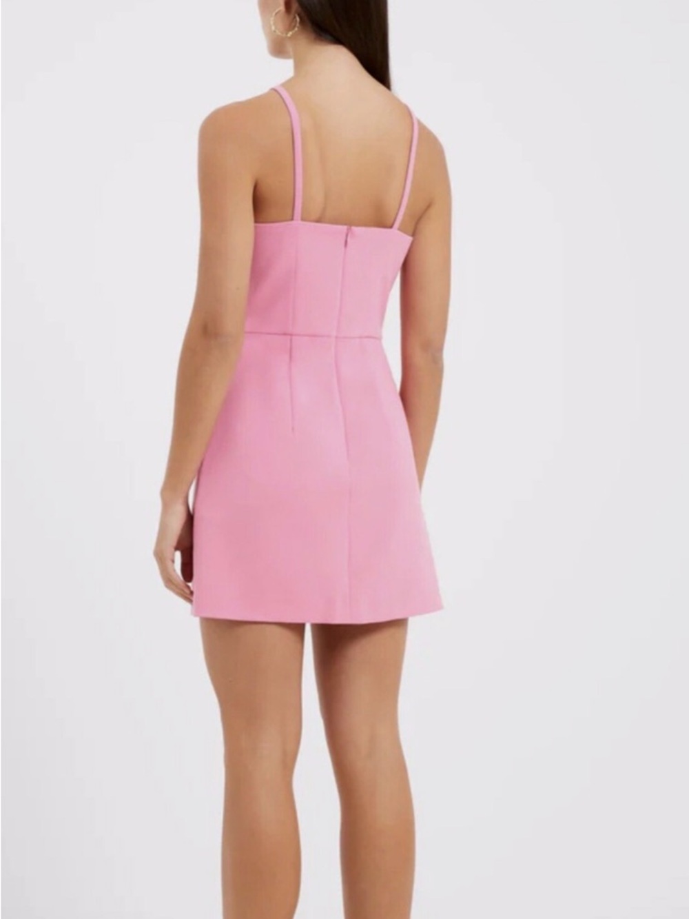 French Connection Whisper Square Neck Mini Dress Pink 4 - Picture 2 of 6